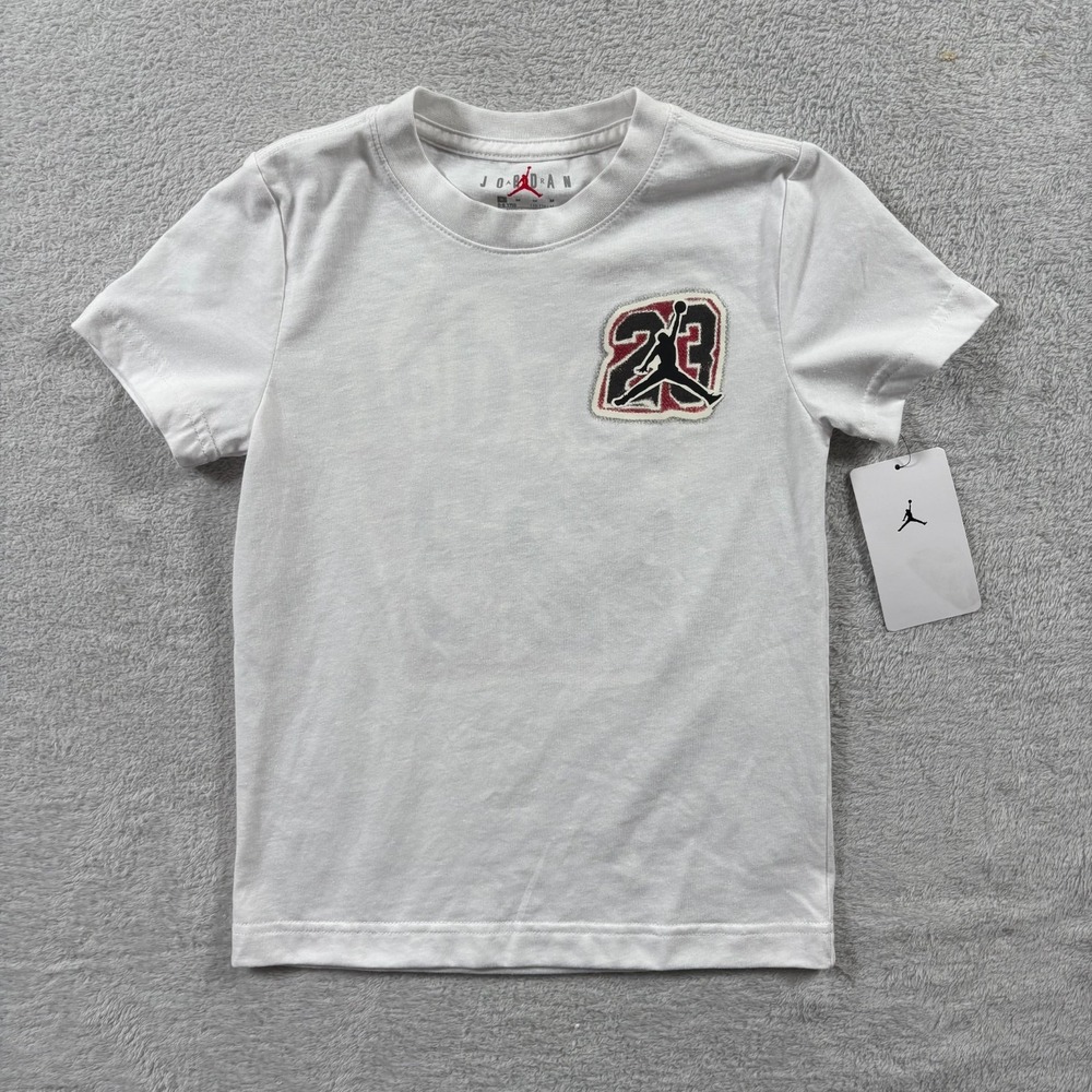 Jordan Collage T Shirt Boys 6 White‎ Cotton Jersey Sports Basketball Crew Neck